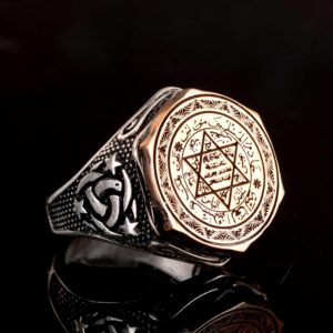 İslami Süleyman Tılsım Yüzüğü, Gümüş Tılsım Yüzüğü, 925 Ayar Gümüş Erkek Yüzüğü, Büyük Yüzük - Görsel 5