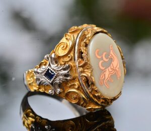 Erkek Gümüş Yüzük - Sedef Doğal Taşı - Yüzük (Kurt) - Görsel 4