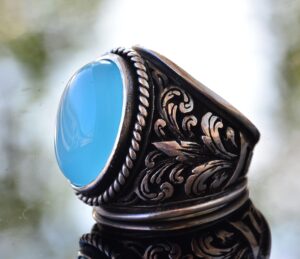 Erkekler için Şık Doğal Kalsedon Taş Koleksiyonu: 925 Ayar Gümüş Yüzükler - Görsel 4