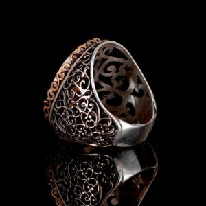 Regal ve Sembolik Erkek 925 Ayar Gümüş Yüzük - Dönen Derviş Sembolü ve Doğal Taşlarla Süslenmiş - Görsel 5