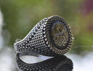 Arap Hat Sanatı, Tevhid Yüzüğü, İslami Erkek Yüzüğü, Dinî Yüzük, 925 Ayar Gümüş Yüzük - Görsel 6