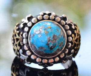 Gerçek Doğal Arizona Turkuaz Taşı, Ayar Gümüş Erkek Yüzüğü - Görsel 5