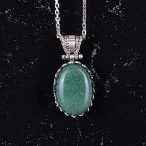 Gerçek Doğal Taş Kolye - 925 Ayar Gümüş Kolye (Aventurin) - Görsel 4