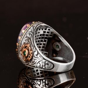 Kral Yüzük, Gerçek Doğal Florit Taşlı Yüzük, 925 Ayar Gümüş Yüzük - Görsel 7