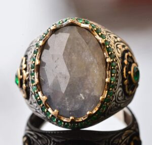 Gerçek Doğal Safir Taşlı Kral Yüzüğü - Erkek 925 Ayar Gümüş Yüzük - Görsel 2