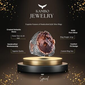 925 Ayar Gümüş İslami Erkek Yüzük, Sultanit Taşlı Yüzük - Görsel 2