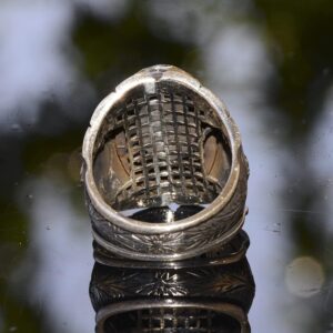 Gerçek Doğal Yemen Akik Taşı Yüzük, %925 Gümüş Osmanlı Yüzük, Etnik Tasarım Erkek Yüzük - Görsel 8