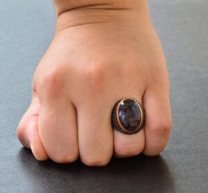 Gerçek Safir Doğal Taş Erkek 925 Ayar Gümüş Yüzük - Kraliyet ve Güçlü - Görsel 7