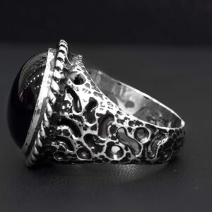 Erkekler için 925 Ayar Gümüş Yüzük - Doğal Oniks Taşı ile Cesur ve Şık Tasarım - Görsel 5