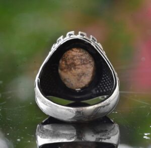 Gerçek Arizona Turkuaz Taşı Yüzük, Ali Yazılı Yüzük, Müslüman Yüzük, 925 Ayar Gümüş Yüzük - Görsel 8