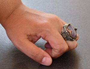 Gerçek Doğal Ametist Taşı, Sultan Yüzük, Erkek Sterlin Gümüş Yüzük, Mor - Görsel 7