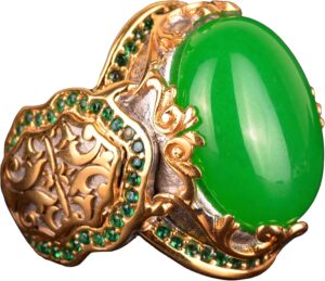 Gerçek Doğal Taş Yüzük, Gümüş Kral - Altın Kaplama (Jade)