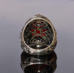 Doğal Akik Taşlı İslami Yüzük - 925 Ayar Gümüş Erkek Takısı - Görsel 8