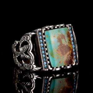 Gerçek Doğal Arizona Turkuaz Taş Yüzük - Gümüş Yüzük - Özel Gümüş Yüzük (Model-4) - Görsel 3