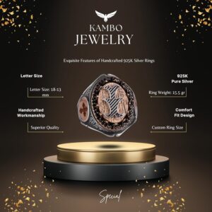 Çapraz Harf Gümüş Yüzük, 925K Katı Sterlin Gümüş Yüzük, Erkekler İçin Monogram Kişiselleştirilmiş Harf Yüzüğü - Görsel 5