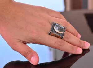 Gerçek Doğal Citrin Taşı Yüzük, 17.45 Karat, Erkek Gümüş Yüzük, Süleyman Mührü Yüzüğü - Görsel 6