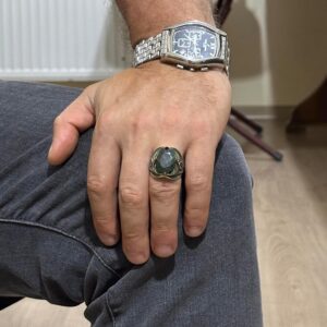 Doğal Zümrüt Taşlı Yüzük - 925 Ayar Gümüş Yüzük - El Yapımı Takı - Görsel 3