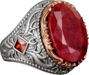 925 Ayar Gümüş Erkek Yüzük, Gerçek Doğal Yakut Taşlı Yüzük - Görsel 1