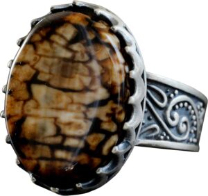 Gerçek Doğal Jasper Taş Yüzük, Büyük Yüzük, El Yapımı Erkek Yüzüğü, 925 Ayar Gümüş Yüzük - Görsel 1