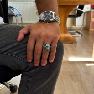 Gerçek Doğal Arizona Turkuaz Taş Yüzük, Camii Detaylı Yüzük, 925 Ayar Gümüş Yüzük - Görsel 3