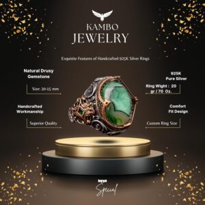 925 Ayar Gümüş Yüzük, Gerçek Doğal Drusy Kristal Kuvars Taşı Yüzük - Görsel 2