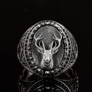 925 Ayar Gümüş Erkek Geyik Yüzük - Cesur ve İhtişamlı Tasarım, Günlük Kullanım ve Özel Günler için İdeal - Görsel 3