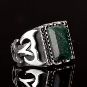 Gerçek Zümrüt Taşlı Yüzük, Sterlin Gümüş Yüzük, Erkekler için Doğum Taşı Yüzüğü - Görsel 4