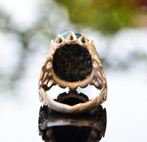 Gerçek Doğal Arizona Turkuaz Taş Yüzük - Ham Taş Gümüş Erkek Yüzüğü - Görsel 5