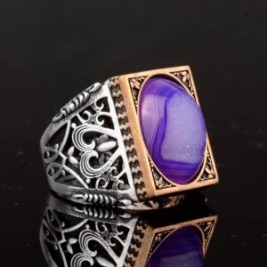 925 Ayar Gümüş Minimalist Yüzük Druzy Kuvars Doğal Taşlı - Görsel 7