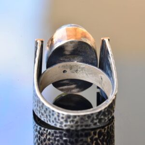 Doğal Ametist Taşlı Çekiç Tatu Saat Erkek Sterlin Gümüş Yüzük - 925 Ayar Gümüş - Görsel 8