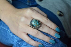 Erkekler için Turkuaz Taş Yüzük, 925 Ayar Gümüş El Yapımı Ejderha Ölçeği Tasarımı, Modern Stil Şifa Kristali Takı (Stil-2) - Görsel 4