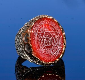 Sterling Gümüş Erkek Yüzük, Doğal Siyah Oniks Taşı, Kral Süleyman Mühürü Yüzüğü, El Yapımı Takı - Görsel 2