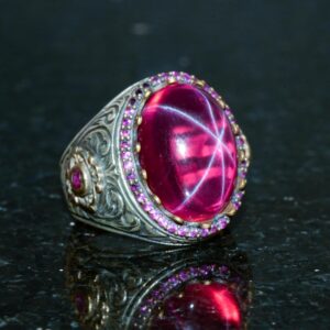 Gerçek Doğal Yıldız Yakutu Taşlı Yüzük, Erkek Yüzüğü, 925 Ayar Gümüş Yüzük - Görsel 4