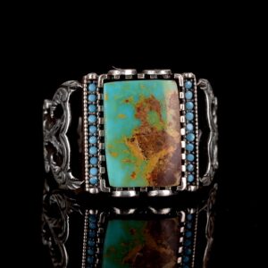 Gerçek Doğal Arizona Turkuaz Taş Yüzük - Gümüş Yüzük - Özel Gümüş Yüzük (Model-4) - Görsel 4