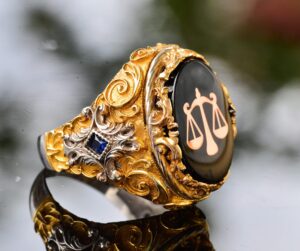 Erkeklerin Gümüş Yüzüğü - Altın Kaplama Yüzük - Sembol Yüzük (Denge) - Görsel 4