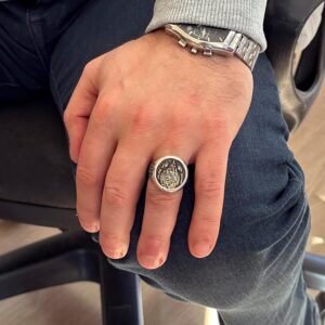 İslam İman İfadesi - Gümüş Erkek Yüzük - Şık Müslüman Sembol Yüzük (Özelleştirilebilir) - Görsel 3