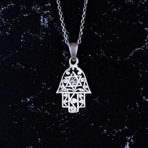 925 Ayar Gümüş Hamsa Kolye Ucu - David Yıldızı Tasarımı ile El Yapımı Kolye - Görsel 4