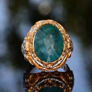 Gerçek Zümrüt Taşlı Yüzük, Zümrüt Yüzük, Katı Sterlin Gümüş Yüzük, Erkek Yüzüğü, Yeşil - Görsel 5