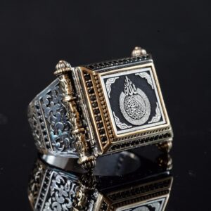 Ayatul Kursi Oymalı Gümüş Erkek Yüzük, El Yapımı Sterlin Gümüş İslami Erkek Yüzük ile Allah Yazısı - Görsel 5