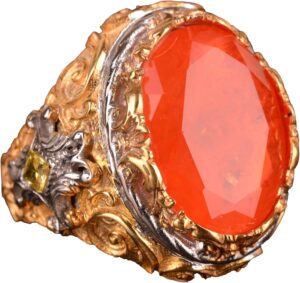 Paraiba Yapay Taşı Erkek Gümüş Yüzük, 925 Ayar Gümüş Yüzük Erkekler İçin - Görsel 1