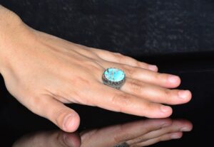 Doğal Arizona Turkuaz Taşı, Sterlin Gümüş Erkek Yüzük - Görsel 6