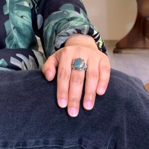 Gerçek Doğal Arizona Turkuaz Taş Yüzüğü, 925 Ayar Gümüş Yüzük, Minimalist El Yapımı Yüzük (Model-1) - Görsel 3