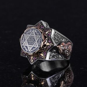 David Yıldızı Erkek Yüzük, Süleyman Yüzüğü, 925 Ayar Gümüş Yüzük Erkekler İçin - Görsel 5