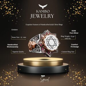 Davud Yıldızı Yüzüğü, Vintage Yüzük, 925 Ayar Gümüş Erkek Yüzüğü - Görsel 2