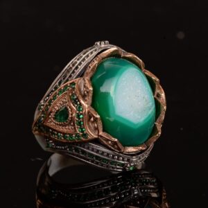 Gerçek Doğal Taş El Yapımı Yüzük - 925 Ayar Gümüş Şık Yüzük (Drusy Kuvars) - Görsel 3