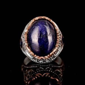 El Yapımı Sterlin Gümüş Erkek Yüzük | Gerçek Doğal Cabochon Safir Taşı | Şık ve Zamansız Tasarım - Görsel 7