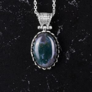 Gerçek Doğal Taş Kolye - 925 Ayar Gümüş Kolye (Moss Agate) - Görsel 4