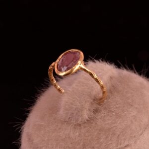 925 Ayar Gümüş Minimalist Altın Kaplama Yüzük - Gerçek Yakut Taşlı Kadın Yüzüğü - Onun İçin Şık Takı - Görsel 5