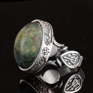 El Yapımı Doğal Arizona Turkuaz Taşlı Yüzük - 925 Ayar Gümüş Yüzük Erkekler İçin - Stil-3 - Görsel 5