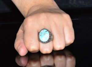 Doğal Arizona Turkuaz Taşı, Sterlin Gümüş Erkek Yüzük - Görsel 7